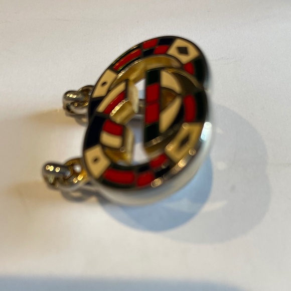Gucci 1980's Vintage Interlocking Logo Metal Enamel Keyring - Authentic - Picture 6 of 9